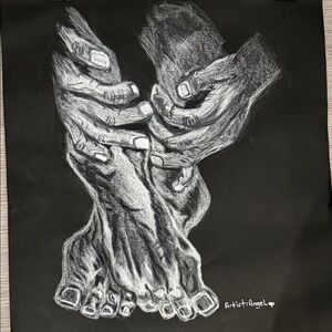 Black and White Hand and Foot Sketch